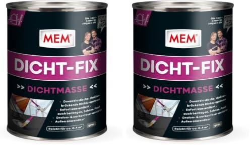 MEM Dicht-Fix, Für alle üblichen Untergründe, Zur Abdichtung von Undichtigkeiten und kleineren Leckstellen, Einfache Anwendung, Gebrauchsfertig, UV-beständig, Grau, 750 ml (Packung mit 2)
