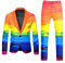 Bluelucon Pride Outfit Herren Regenbogen Anzug 2 Teilig Sportlich Sakko Hose Konfetti Anzug Herren 80er 90er Jahre Neon Bunte Karneval Mottoparty Slim Fit Hippie Kleidung Party Outfit