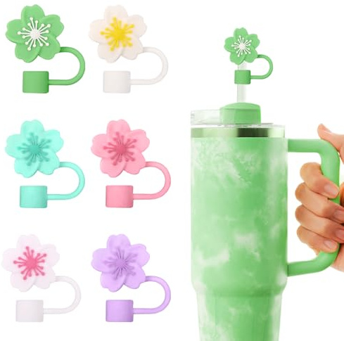Silicone Stanley Straw Covers - 6PCS Toppers for 10mm Reusable Straws, Straw Cover Caps Compatible with Stanley Cup Tumblers 30oz/40oz with Handle