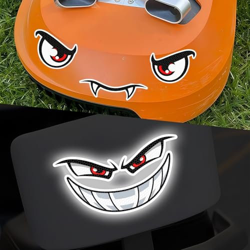 Yamobi 2 Stück Wackelaugen Aufkleber für Mähroboter, PVC-Aufkleber, reflektierend, ideal für Rasenmäher, Motorräder, Helme