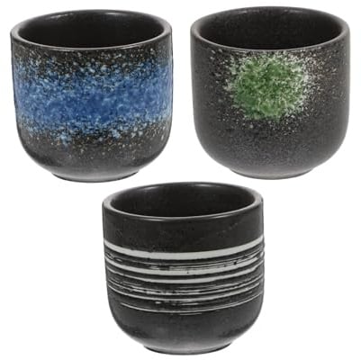 JECOMPRIS 3pcs Ceramic Tea Cup Japanese Style Decorative Tea Cup for Home Use Creative Teacup Retro Teaware Design for Lovers