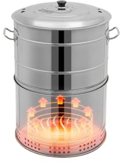 Tragbarer Holzkohlegrill 360°Grillfass aus Edelstahl mit Griff großes Fassungsvermögen for Kochen im Freien