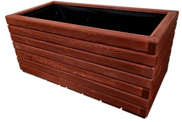 HolzGarden Jardinière en Bois avec Non-tissé 80x40x40 cm Imprégné Couleur RougePot de Fleurs Jardin, Balcon, Terrasse Résistant aux Intempéries Bois Massif Jardiniere Exterieur Grande Taille 88L