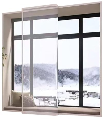 Cache Vitre Film Thermo Cover Transparent Anti Froid et Uv Isolation Thermique Facile à Poser Retirer pour Hiver Protection Froid et Vent(160x100 cm(62.9x39.3))
