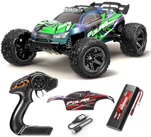 1:8 45KM/H Hochgeschwindigkeits Gelände RC Auto für Erwachsene und Jugendliche, 2,4GHz-Fernsteuerung Monster Truck mit zusätzlicher roter Fahrzeugkarosserie, 1 wiederaufladbarer 2600-mAh-Akku