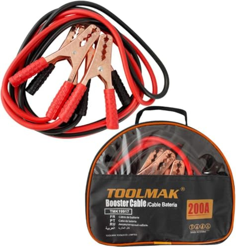 TOOLMAK Cavi Avviamento Batteria Auto 200A 2,5 m | cavetti batteria auto, Morsetti Isolati – Per Auto e Moto di Piccola Cilindrata (≤2000 cc)