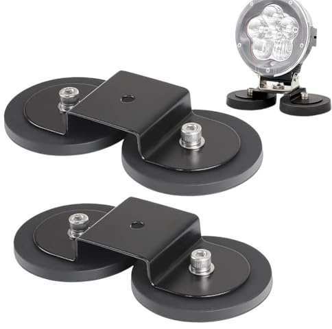 Lot de 2 supports magnétiques en forme de N pour projecteur de travail LED, gyrophare, phare supplémentaire pour voiture et tout-terrain, 12 aimants 45 kg, Ø 88 mm, pas de perçage