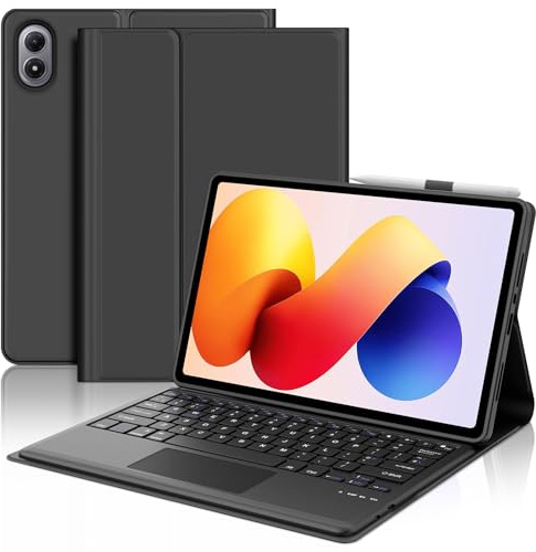 FOGARI Keyboard Case for Redmi Pad 2 Pro 12.1 2025 | UK Layout Bluetooth Touchpad Keyboard for Redmi Pad Pro 12.1 2024/Xiaomi Poco Pad M1 2025, Black