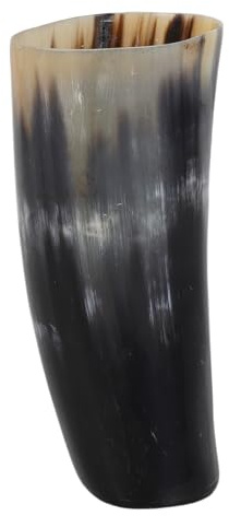 Gatuida Grosse Chope à Bière Médiévale en Corne de Bœuf Laquée, Gobelet Viking Naturel Grosse Capacité pour Hydromel, Vin et Boissons Rustiques, Décoration Authentique pour Fêtes