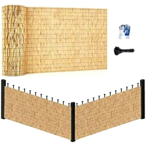 Générique Canisse Roseau 100x300cm 120x500cm Panneau d'Occultation Canisse en Roseau Naturel Brise Vue Balcon Respirant et Découpable Clôture Décorative Palissade Jardin et Terrasse Style Bambou Bois