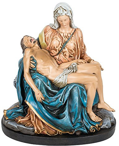 Joseph's Studio by Roman - Farbige La Pieta-Figur auf Sockel, Renaissance-Kollektion, 25,4 cm hoch, Harz und Stein, religiöses Geschenk, Dekoration