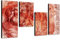 Augenblicke Wandbilder Rotes Bild 130x70cm 4 teiliges Keilrahmenbild Airbrush Looked (30x70+30x50+30x50+30x70cm) abstraktes Wandbild mehrteilig Gemälde-Stil handgemalte Optik Vintage