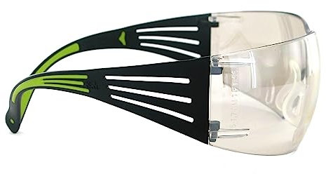 3M Secure-Fit 400 gafas de seguridad para interiores y exteriores, antiarañazos, protección ocular, color negro con lente de espejo, 1 par