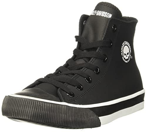Harley-Davidson Herren Baxter Leather Motorcycle Casual Sneaker, Schwarz/Weiß, 45 EU