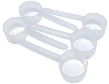 Supplement and Supply 3 Tablespoon (1.5 Oz. | 43 mL) Long Handle Plastic Measuring Scoop for Coffee, Protein Powder, Pet Food, Spices, Grains, Dry Goods – Food-Grade BPA-Free (Pack of 5)