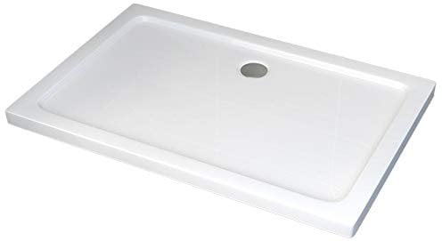 Piatto doccia BERNSTEIN 120x90 cm, altezza di costruzione piatta, acrilico sanitario, piatto doccia rettangolare con pendenza, piatto doccia completo in acrilico incl. coperchio di scarico