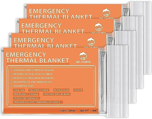 ANMEILU Notfall-Wärmedecken, Mylar – Raumdecke, Überlebens-Set, Campingdecke, 4er-Pack Ideal für Outdoor, Wandern, Survival, Bug Out Bag, Marathons oder Erste Hilfe