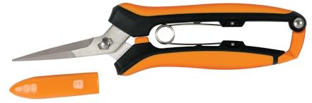 Fiskars Curved Micro-Tip Pruning Scissors, Steel, Black/Orange