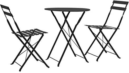 vidaXL 3-TLG. Bistro-Set Stahl Schwarz