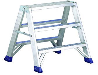 Svelt Sgabello Scaletta Professionale 5 gradini in Alluminio a Due Tronchi di Salita con Larghezza Maggiorata, Punto Large