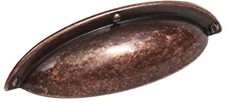 Decoranddecor Manna Cup Shell Half Moon Handles Pull Handle for Cupboard Cabinet Drawer (64mm Hole Center - 93,50 Overall Length, Antique Copper)