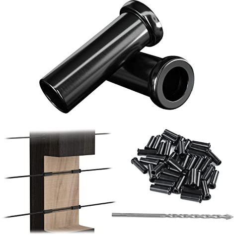 Muzata 40Pack Black Wood Cable Railing Level Protector Sleeve CR13