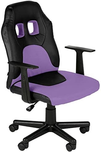 CLP Kinder Gaming Bürostuhl Fun I Schreibtischstuhl Mit Kunstlederbezug Und Abnehmbaren Armlehnen I Drehstuhl Für Mädchen Und Jungen, Farbe:schwarz/lila