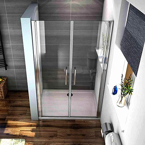 Mato Box Doccia Porta Per Nicchia 195cm Doppie Ante Battenti Saloon in Vetro 6mm Temperato Trasparente Anticalcare 90 cm