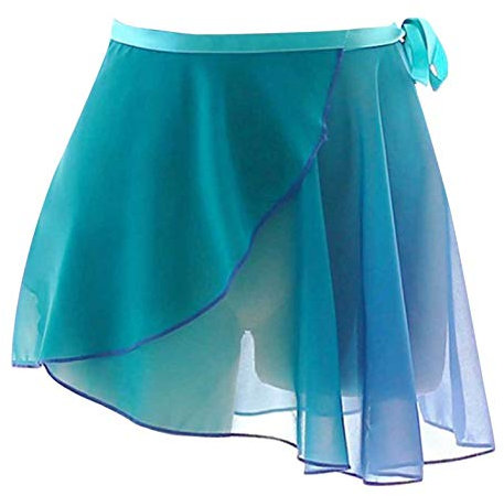 iEFiEL Damen Ballettrock Wickelrock Ballett Chiffon Röckchen Mädchen Ballett Kleidung Tanzrock Trikot Tanz Kostüm in weiß, schwarz, weinrot X Teal Gradient One Size