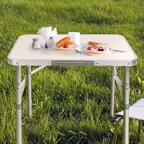 Ruisyi Klappbarer Campingtisch, Gartentisch aus Aluminium, Picknicktisch aus Aluminium, höhenverstellbar 25-56 cm