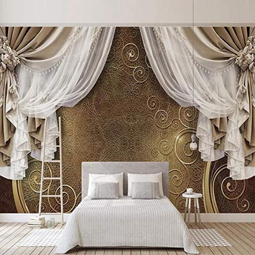 Fototapete 3D Stereo Weiß Gips Muster Leder Weiche Rolle Wandbilder Europäischen Stil Wohnzimmer Schlafzimmer Tapeten,200*140cm