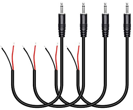 RIIEYOCA 3.5mm Male Plug to Bare Wire Stereo Audio Cable,1/8 TS 2 Pole Mono Male Plug to Open End Audio Cable, for and Audio Equipment Installed or Replace Repair(4 Pack)