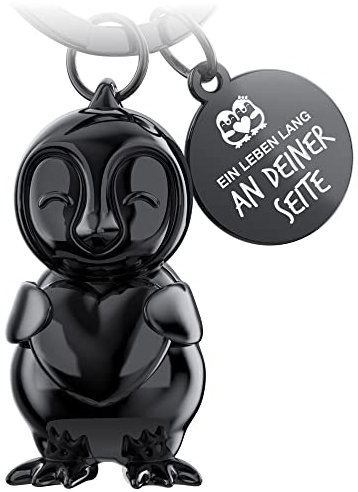 FABACH Pinguin Schlüsselanhänger Frosty mit Herz - Glücksbringer Pinguin Geschenke Freundin - Partner Geschenke Liebe Schlüsselanhänger Paare Jahrestag - Gravur Ein Leben lang an deiner Seite