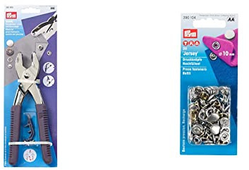Prym 41163 Pinza con Bottoni Automatici, Viola, taglia unica & 390 104 Bottoni Automatici Senza Cuciture 10 mm, Confezione di Ricambio, Colore: Argento