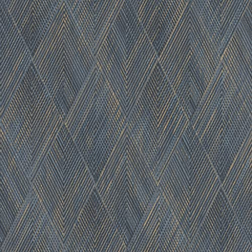 Rasch 844146 Papier peint intissé bleu et or avec motif géométrique en losanges de la collection Perfecto VI 10,05 m x 0,53 m (L x l)