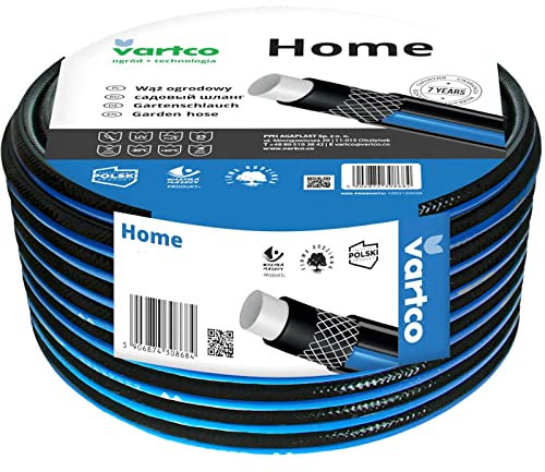 Vartco 3/4 Zoll Wasserschlauch Home Black Gartenschlauch UV Stabil -20°C - +60°C Formstabil 25 BAR (5 Meter)
