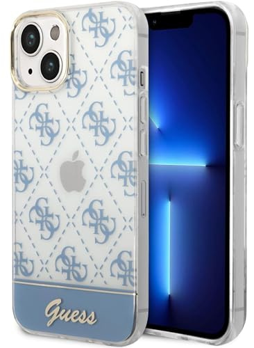 Guess GUHCP14MHG4MHB Case for iPhone 14 Plus 6.7 Inches Blue/Blue Hard Case 4G Pattern Script