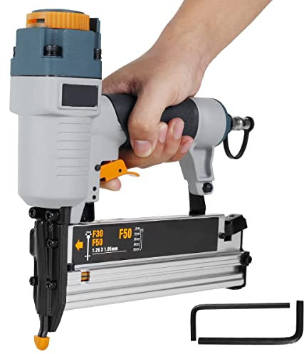Rummy Air Nailder Carpenter Pneumatic Nail Outil T50 F50 440K 16GA/18GA Air Brads Nailer Réglage de la profondeur des ongles ergonomique et léger cloueuse à air pour meubles de pav