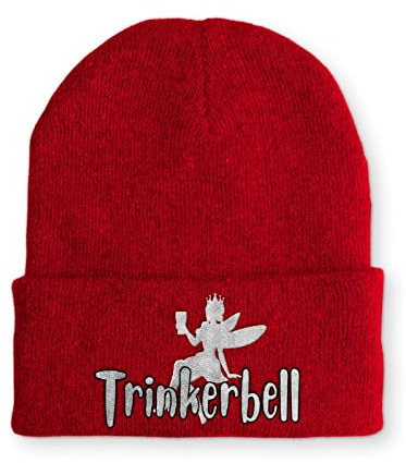 tshirtladen Trinkerbell Statement Spruchmütze Beanie Mütze für Damen und Herren, Farbe: Rot