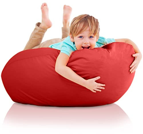 Gaming Sitzsack Kinder Jungen mit füllung - Sitzkissen, Bodenkissen - Sofa Couch fur Kuschelecke Kinderzimmer Ideen - Bean Bag, Kindersessel, Baby Sofa Rot