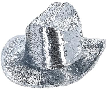Smiffys Fever-Deluxe-Pailletten-Cowgirl-Hut, Silber