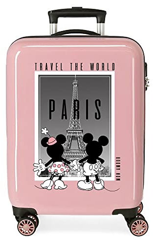 Disney Mickey und Minnie Travel the World Paris Nude Kabinenkoffer 38x55x20 cm Starres ABS Seitliches Zahlenschloss 34L 2 kg 4 Doppelrollen Handgepäck