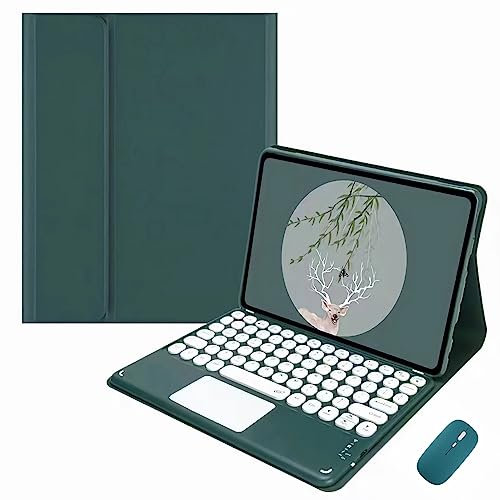 Custodia Con Tastiera Touchpad Per Lenovo Tab M10 3Rd Gen 10.1 2022 Case, Custodia Per Tastiera Trackpad Bluetooth Staccabile Per Lenovo Tab M10 Plus 10.3 11.2, Con Mouse,Green 03,M10 3 gen 10.1