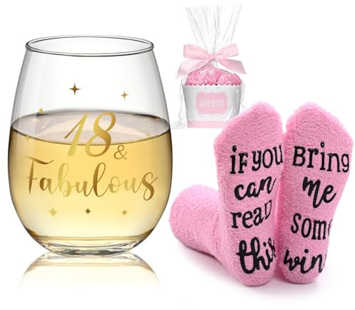 Joymaking Wine Glass Letter Socks Set - Perfect Gifts for Her, Birthday Decorations, Friend Gifts, Girls Presents - 17oz