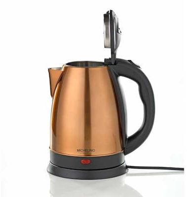 MICHELINO 1800 Watt 1,8 L Edelstahl Wasserkocher Heißwasserbereiter 360° Sockel kabellose Verwendung (kupfer)