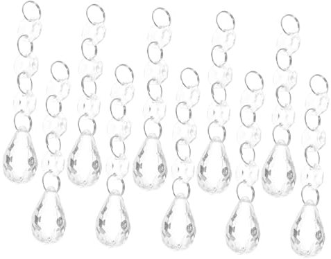 ifundom 30st Achteckiger Perlenanhänger Kronleuchter Prismen Kristall Tropfenkugel-vorhangperle Dekorative Kunststoffkristalle Klare Glasperlen Kleiner Wassertropfen Schmuckkette Plastik