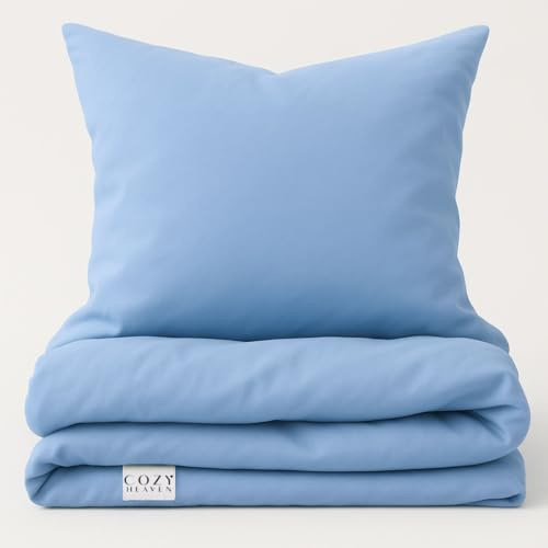 COZY HEAVEN | Luxus Lyocell Bettwäsche (Tencel™) | Gewonnen aus Eukalyptus u.a. | Ultra weich & hochwertig | Hypoallergen | Atmungsaktiv gegen Schweiß | Nachhaltig (Ice Blue, 200x200 + 2X (40x80))