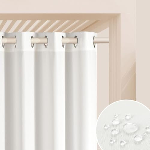 ROOM99 Rideau d'Extérieur avec œillets Garden Line 155 x 200 cm Largeur x Hauteur Impermeable pour Jardin pergola terrasse Curtain Ecru, 1 pièce