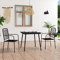ShCuShan 3-TLG. Garten-Essgruppe Garten Tische FüR DraußEn Garten MöBel Set Essgruppe Mit StüHlen Garten Sitzgruppe Baumwollseil und Stahl Schwarz