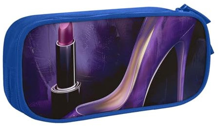 JCVOTREL Elegantes Federmäppchen, Motiv: High Heels mit Lippenstift, bedruckt, großes Fassungsvermögen, Schreibwaren-Tasche, Stifteetui mit Reißverschluss, für Schule, Reisen, Büro, blau,